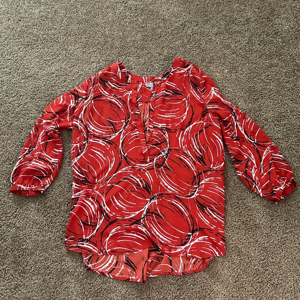 Chic Red Patterned Blouse